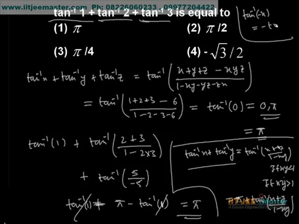 iit jee mains advance maths problem solving by concepts tricks shortcuts, Inverse trigonometric function