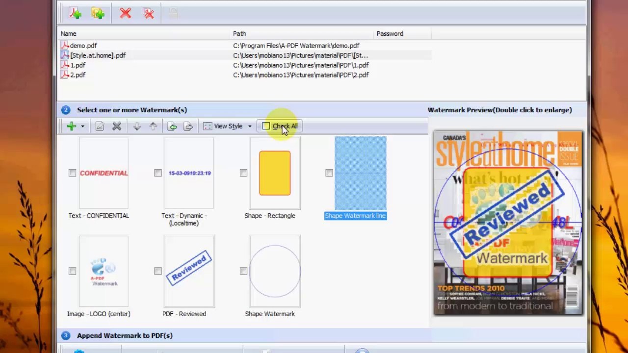 Batch Watermark PDF File With A-PDF Watermark