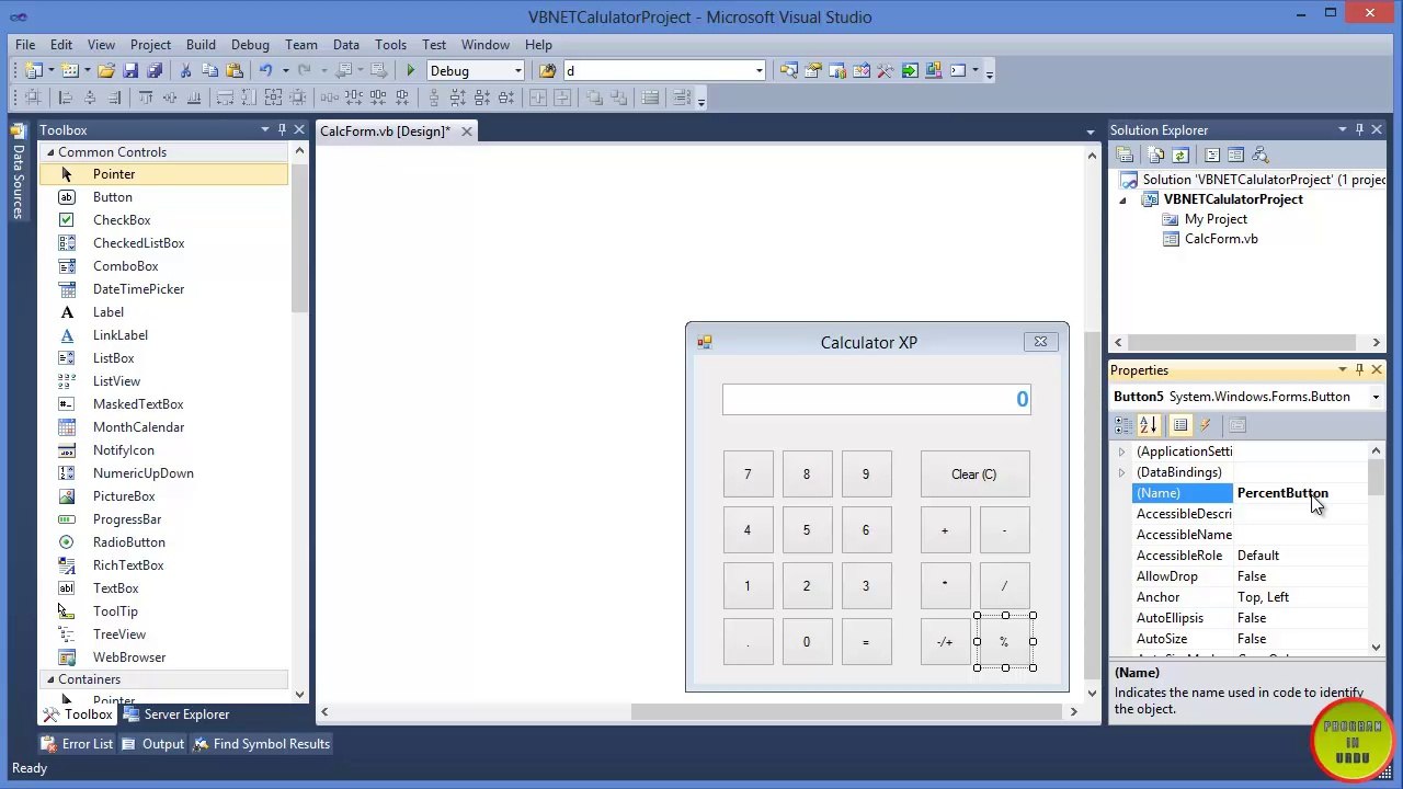Project (VB.NET) - Calculator Application In Urdu - UI Design and Basic Coding (Video 1)