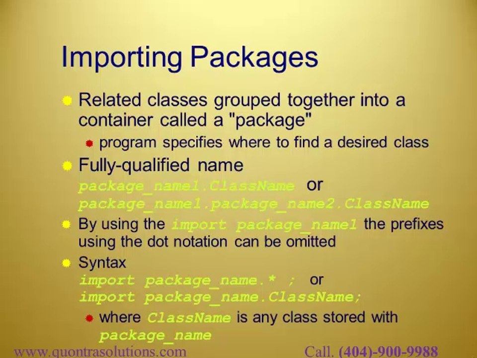 java fundamentals by Quontra Solutions