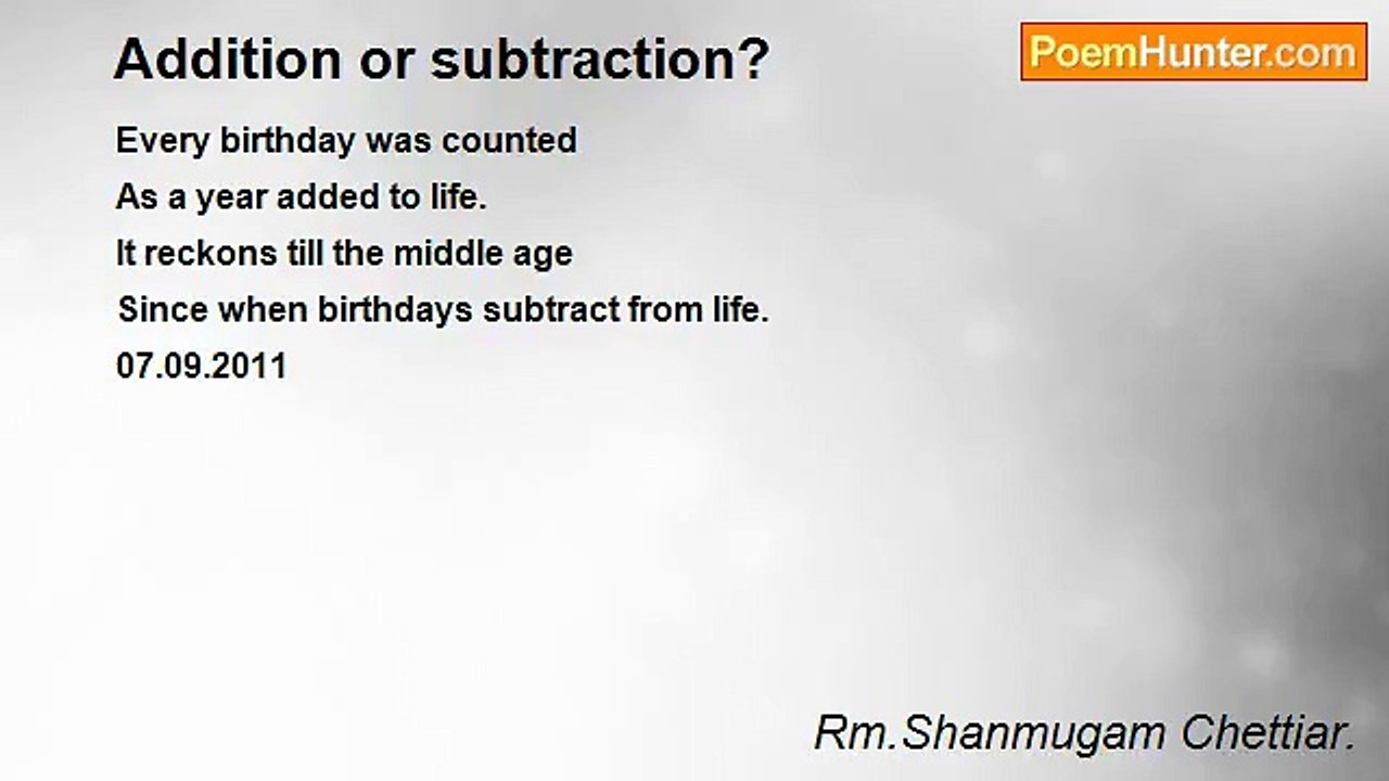 Rm.Shanmugam Chettiar. - Addition or subtraction?