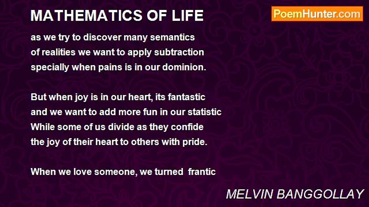 MELVIN BANGGOLLAY - MATHEMATICS OF LIFE