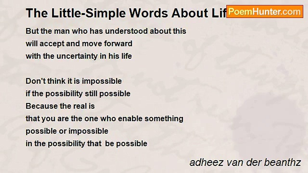 adheez van der beanthz - The Little-Simple Words About Life