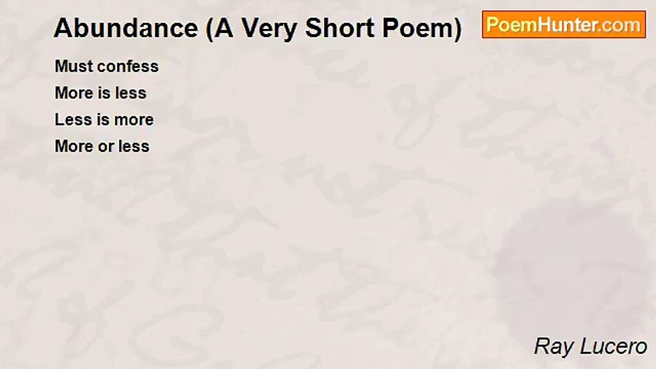Ray Lucero - Abundance (A Very Short Poem)