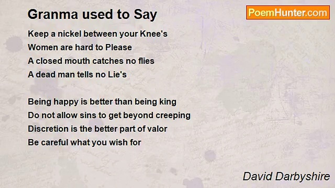 David Darbyshire - Granma used to Say