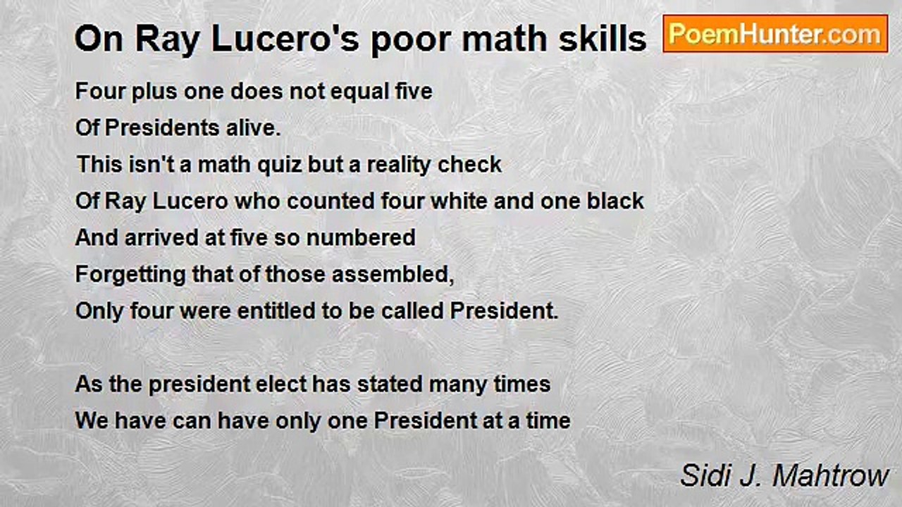 Sidi J. Mahtrow - On Ray Lucero's poor math skills