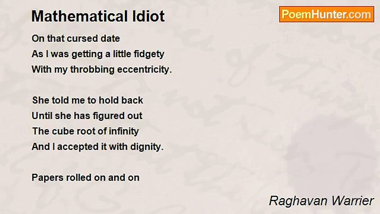 Raghavan Warrier - Mathematical Idiot