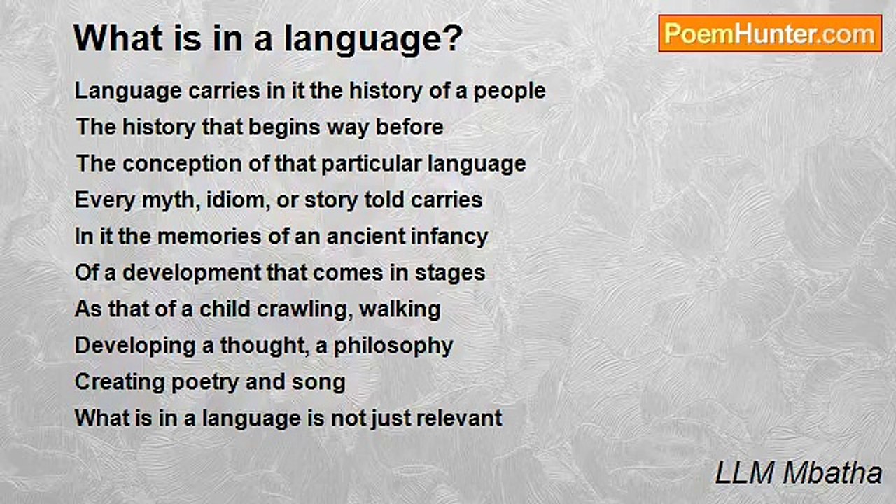 LLM Mbatha - What is in a language?