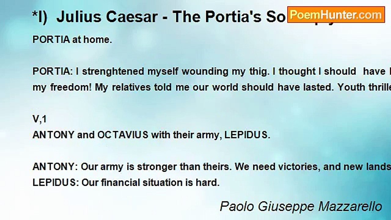 Paolo Giuseppe Mazzarello - *I)  Julius Caesar - The Portia's Soliloquy