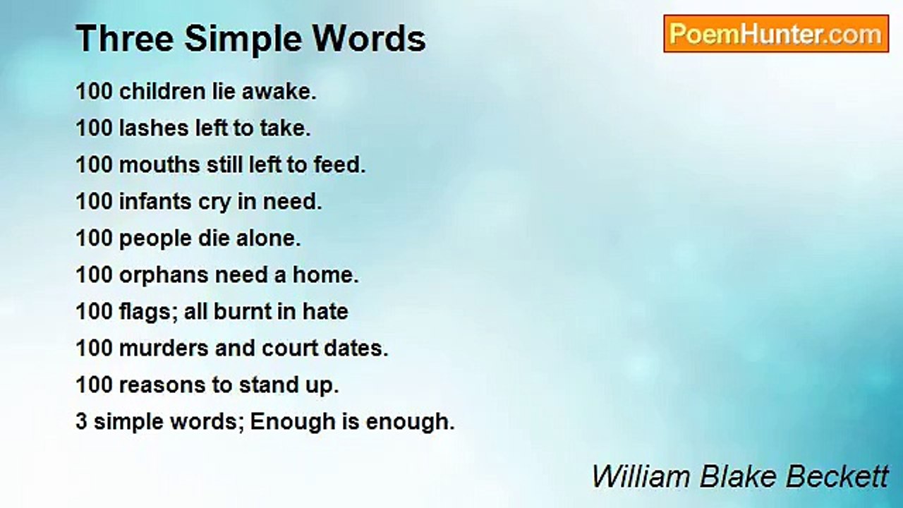 William Blake Beckett - Three Simple Words
