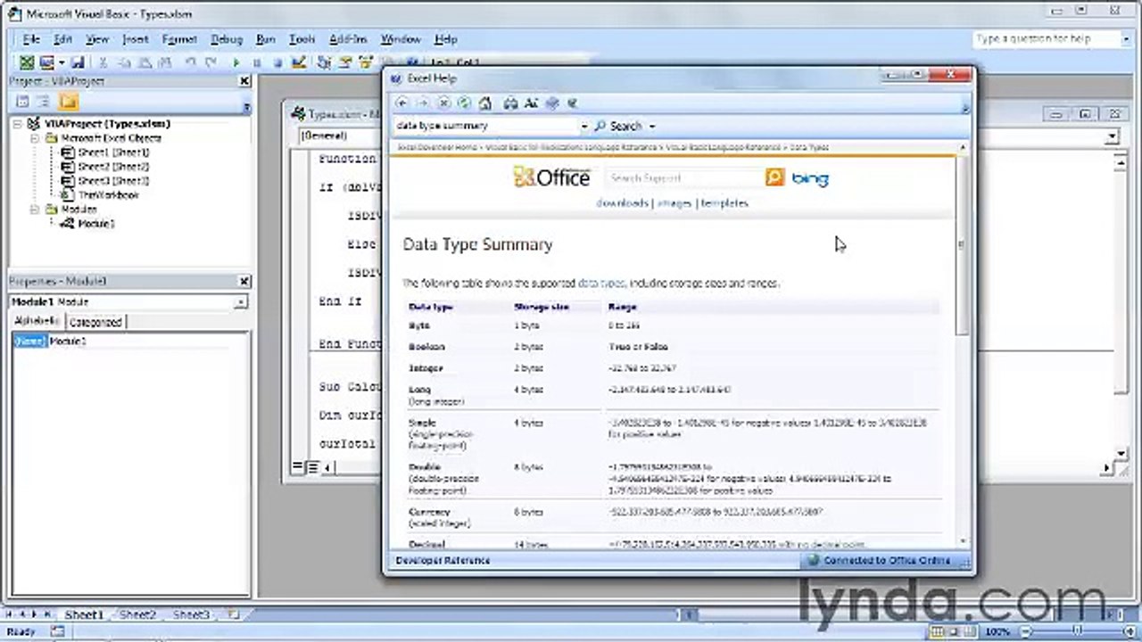 Starting With VBA in Excel lecture 12 datatypes