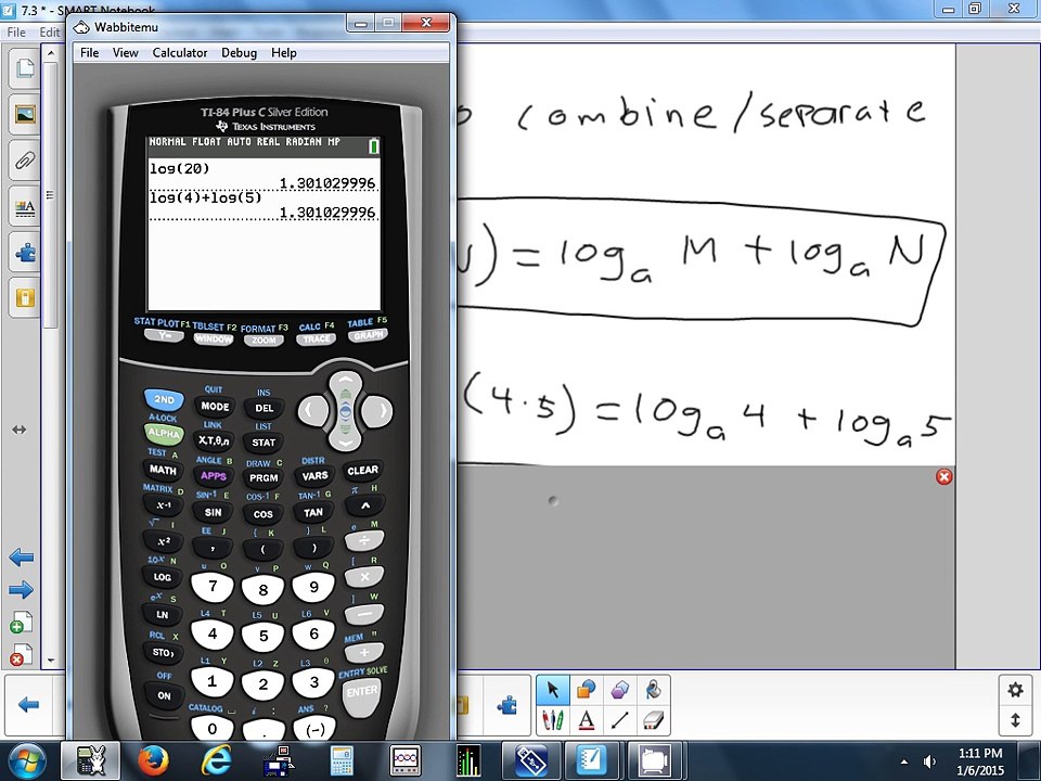 7.3 Properties of Logarithms 1-6-15