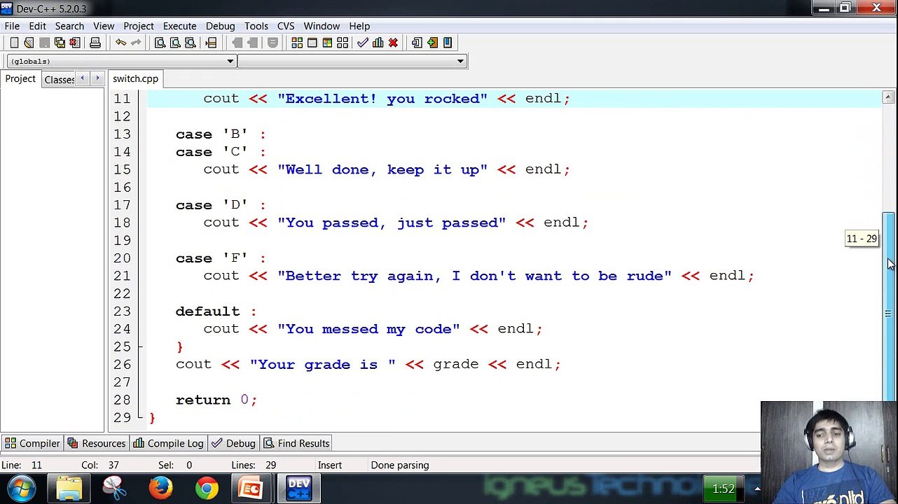 Switch usage in c++ programming