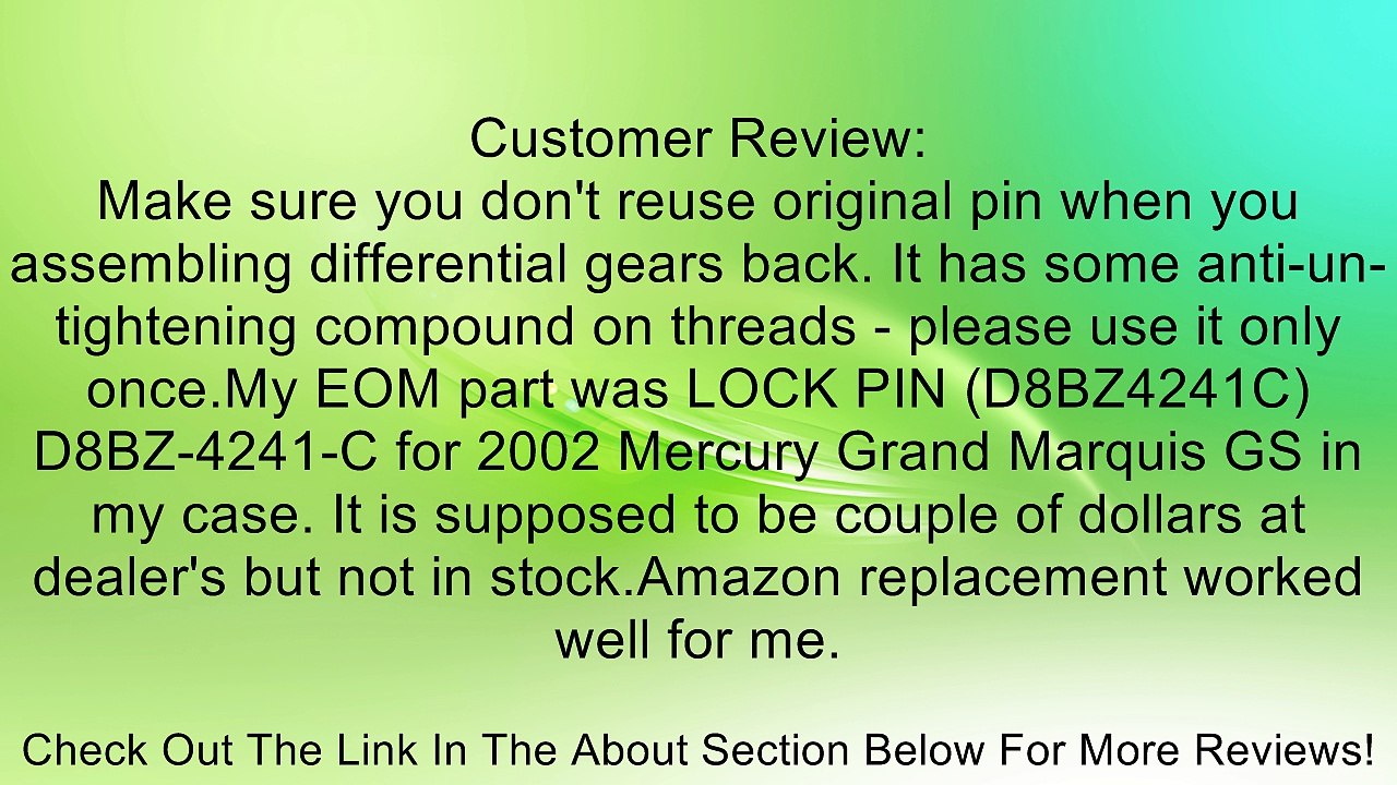 Dorman HELP! 81048 Differential Shaft Lock Bolt Review