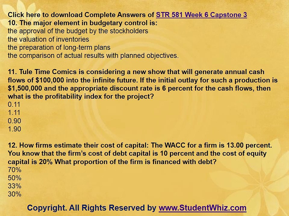 STR 581 Week 4 Capstone 2