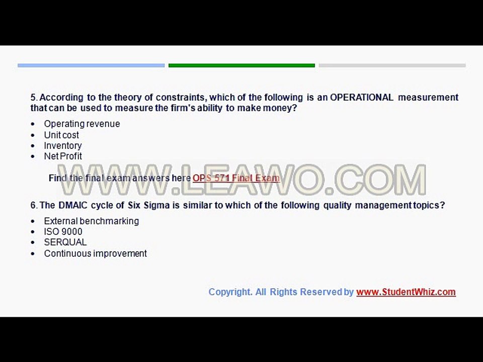 OPS 571 WEEK 6 QUIZ Question Answers