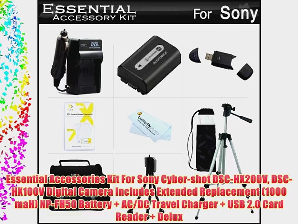 Essential Accessories Kit For Sony Cyber-shot DSC-HX200V DSC-HX100V Digital Camera Includes