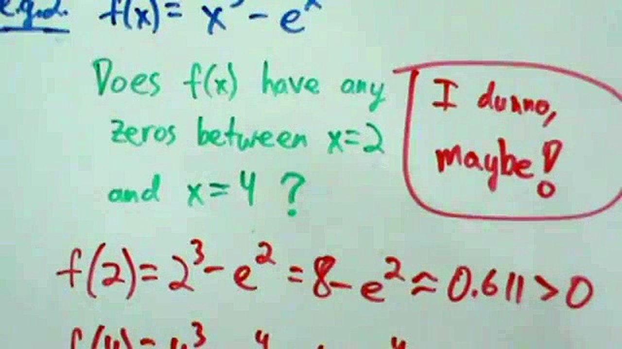 Calculus I - Intermediate Value Theorem - Example 2