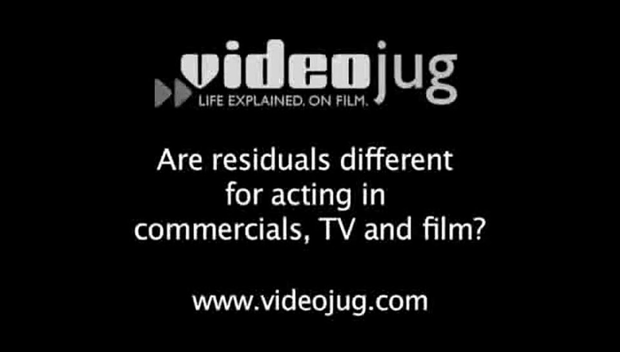 Are residuals different for acting in commercials, TV and film?: Commercials, TV And Film For Child Actors