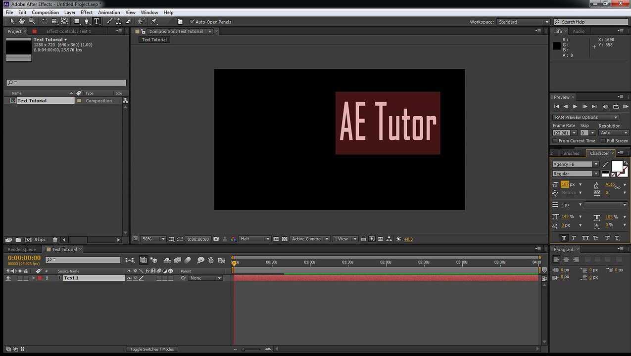 AE Tutor: Text Tutorial 01 - Text Basics