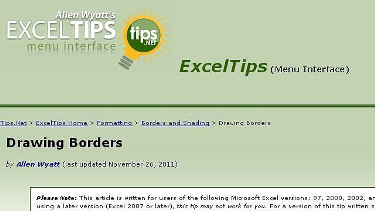 Excel Drawing Tool Tips