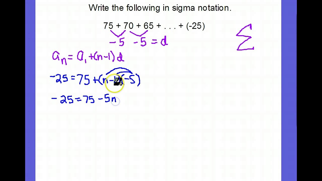 Arithmetic Series in Sigma Notation