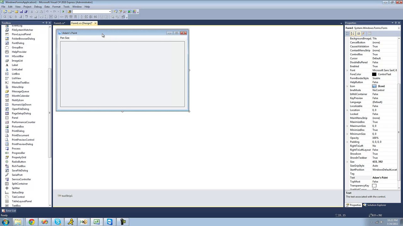 128 - Project 2 Paint Program, pt 1