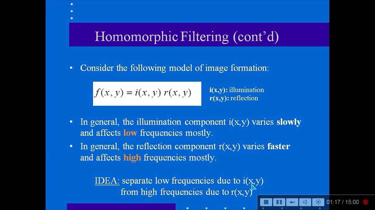 HOMOMORPHIC FILTERING IN IMAGE PROCESSING