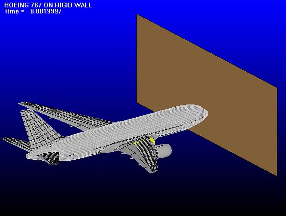 Boeing 767 On Rigid Wall - Early NIST ANSYS Simulation