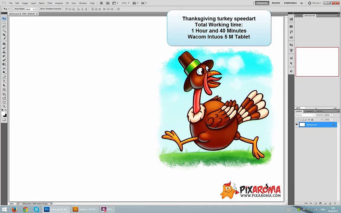Thanksgiving Cartoon Turkey - Photoshop Digital Painting