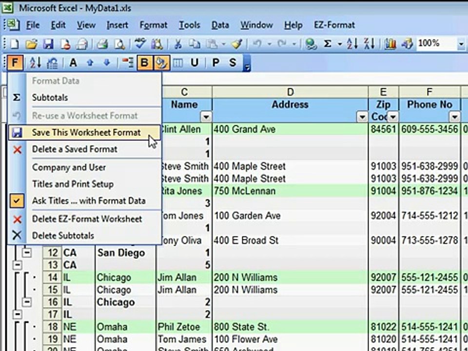 Quickly Format Excel Worksheets