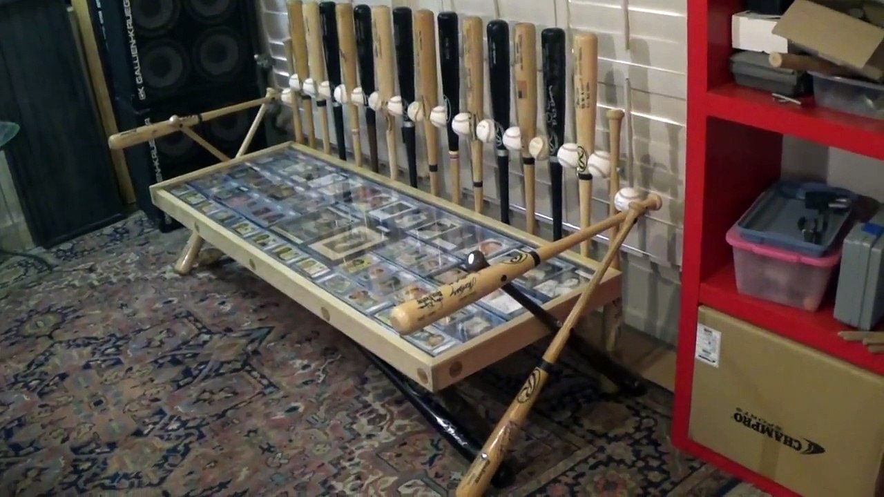 Los Angeles and Brooklyn Dodgers Autographed Baseball Bat Bench