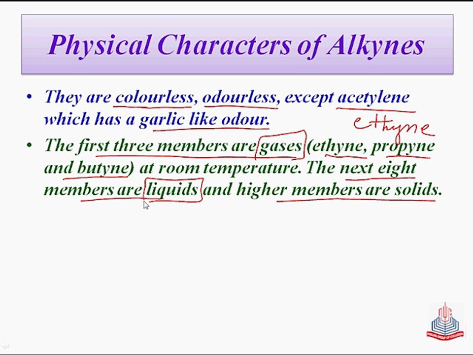 Physical Characteristics of Alkynes