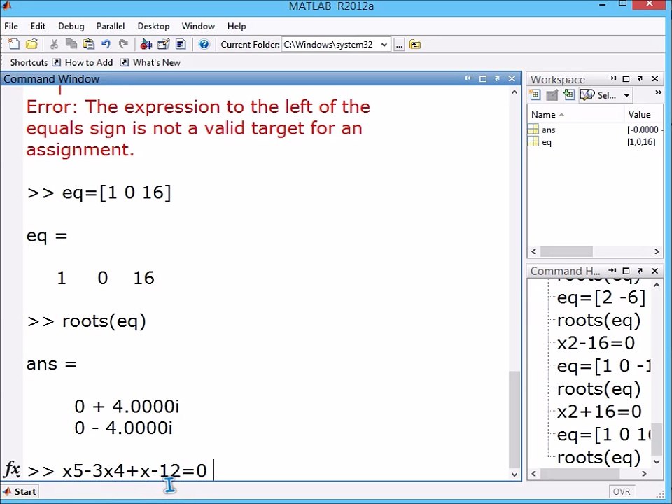 13 MATLAB ALGEBRAIC CALCULATIONS