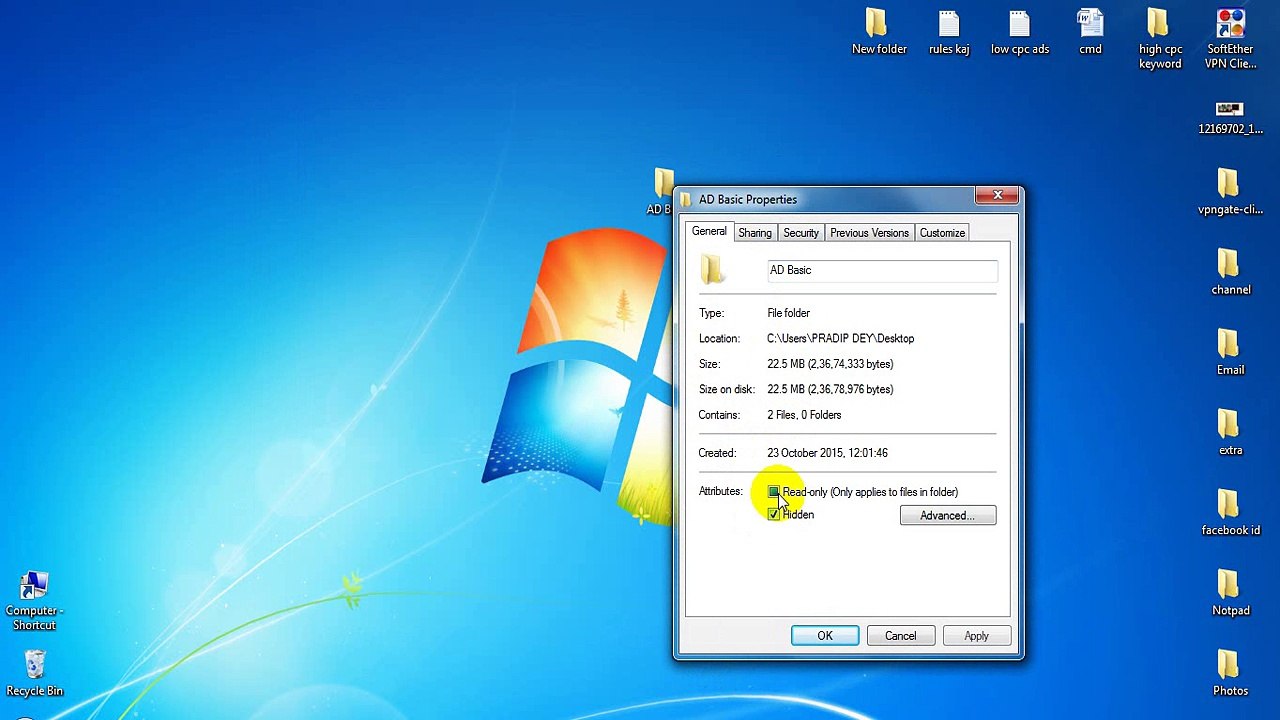 How to HIDE Private FOLDER and FILES-AD BASIC