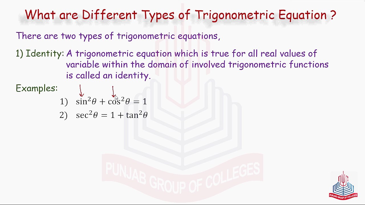 What is a Trigonometric Equation? And its types ?