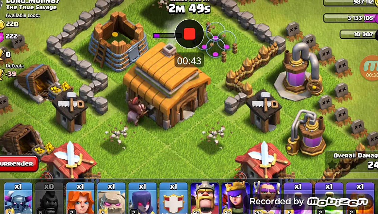 clash of clans only 1 hog attack full destroy