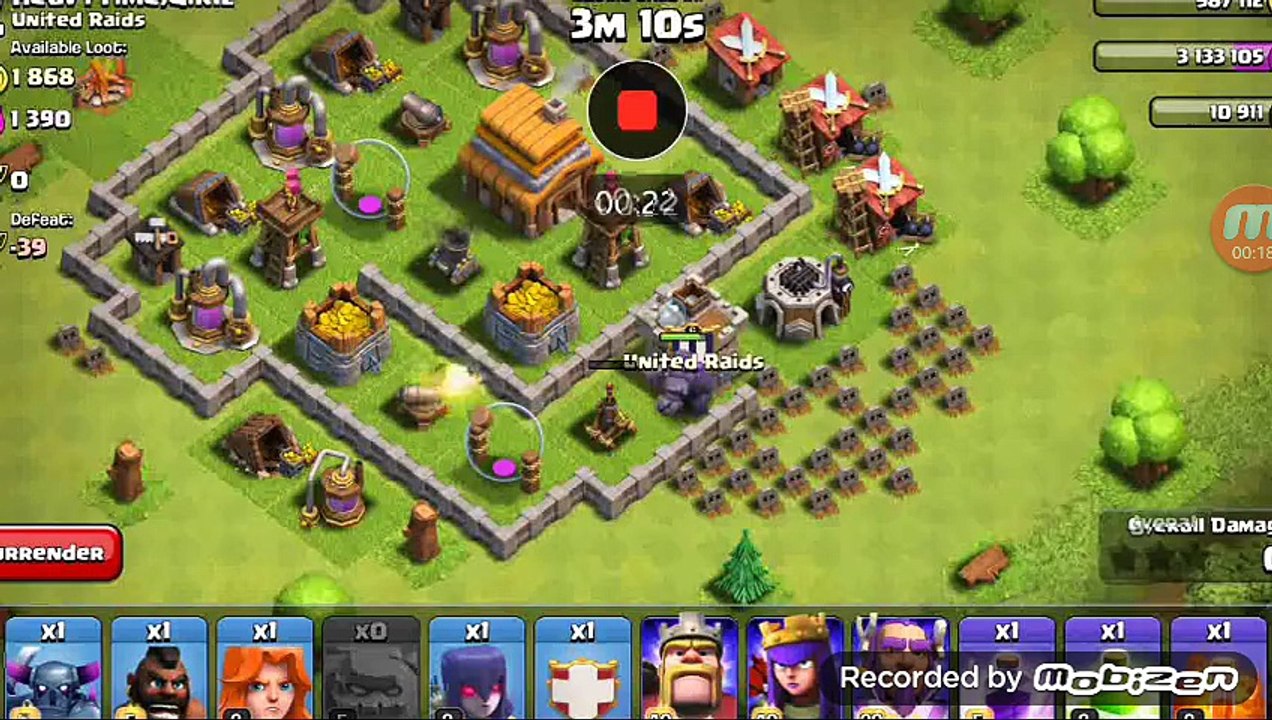 clash of clans only 1 golem attack full destroy