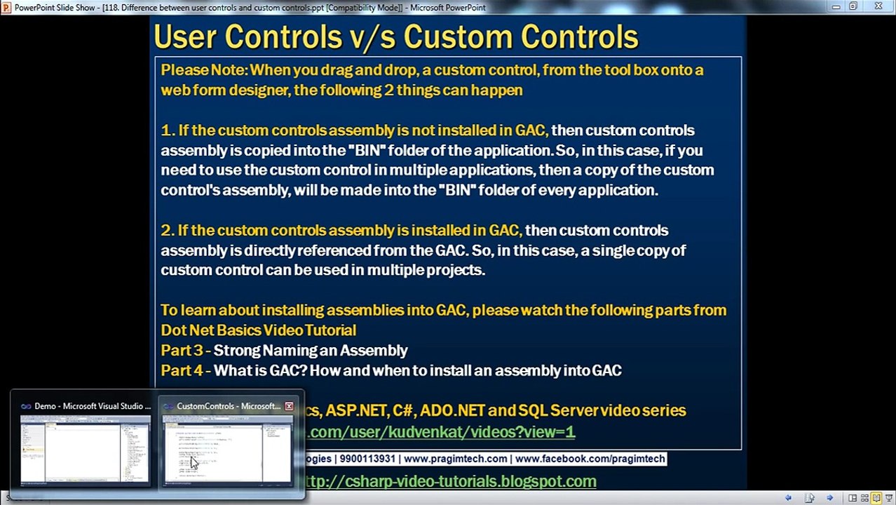 User Controls vs Custom Control