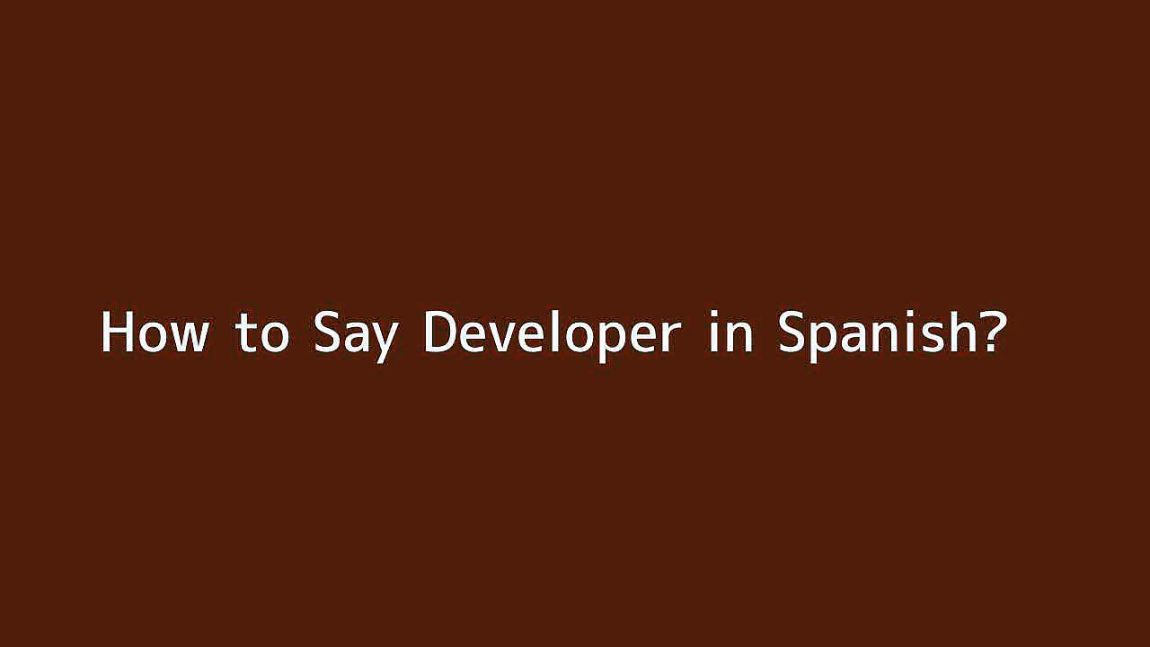 How to say Developer in Spanish