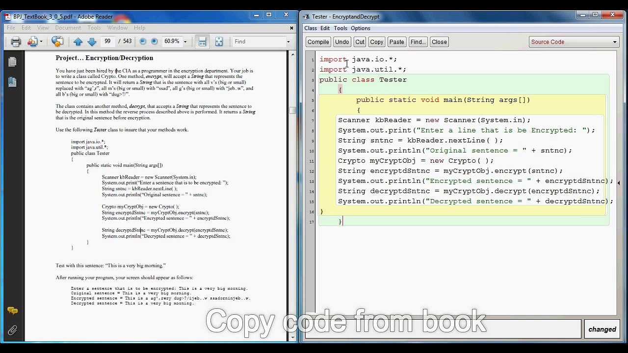 Blue Pelican Java Lesson 17 Project - Encrypt - Decrypt