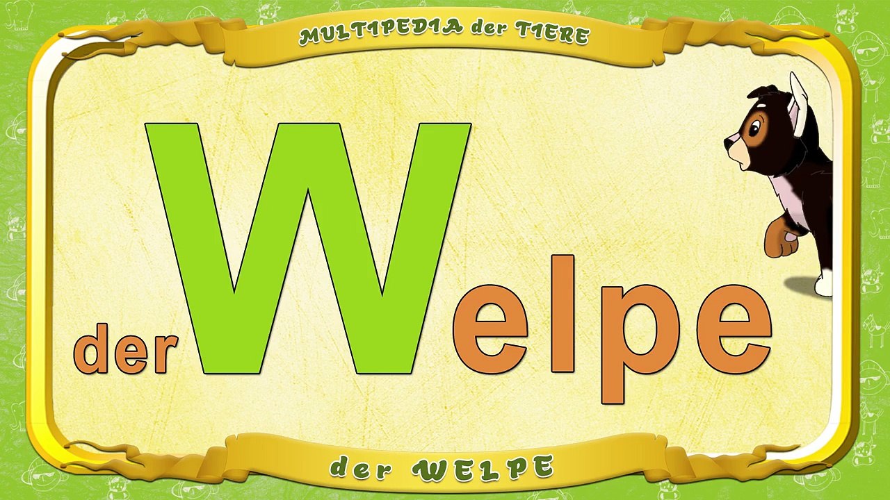 Multipedia der Tiere. Buchstabe W der Welpe