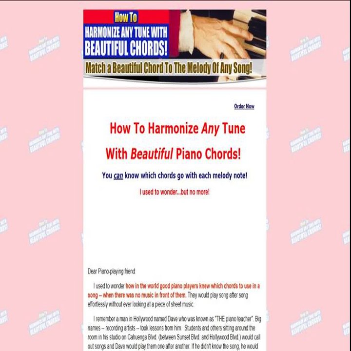 How To Harmonize Any Tune On The Piano Click HERE