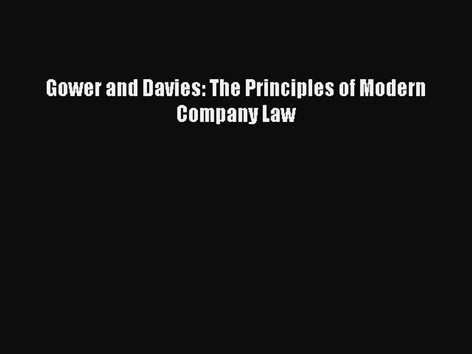 Download Gower and Davies: The Principles of Modern Company Law PDF Free