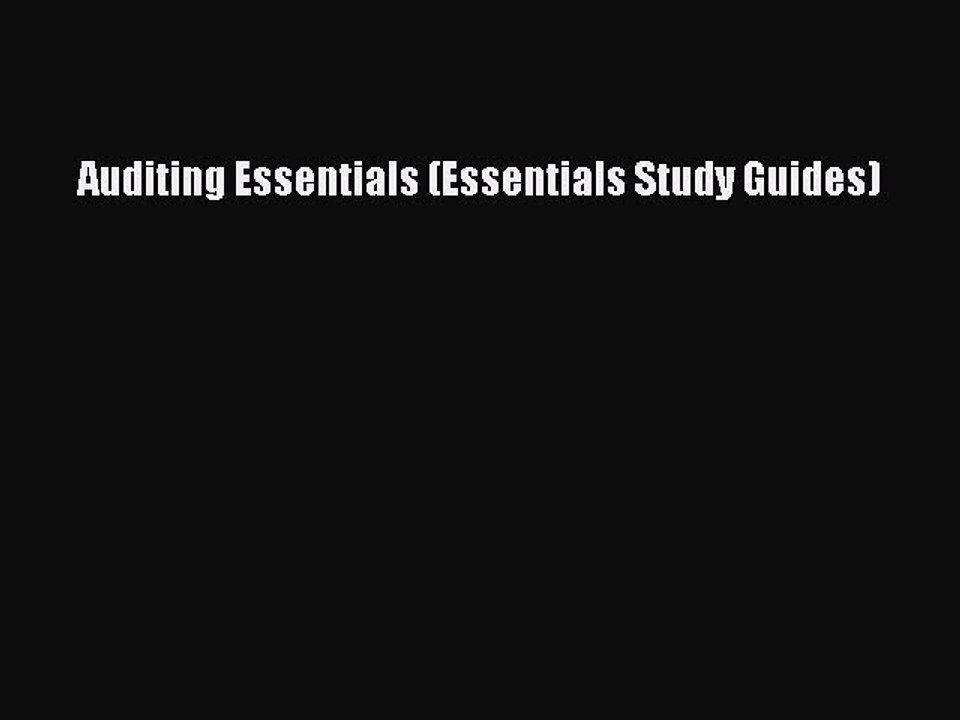 Auditing Essentials (Essentials Study Guides)