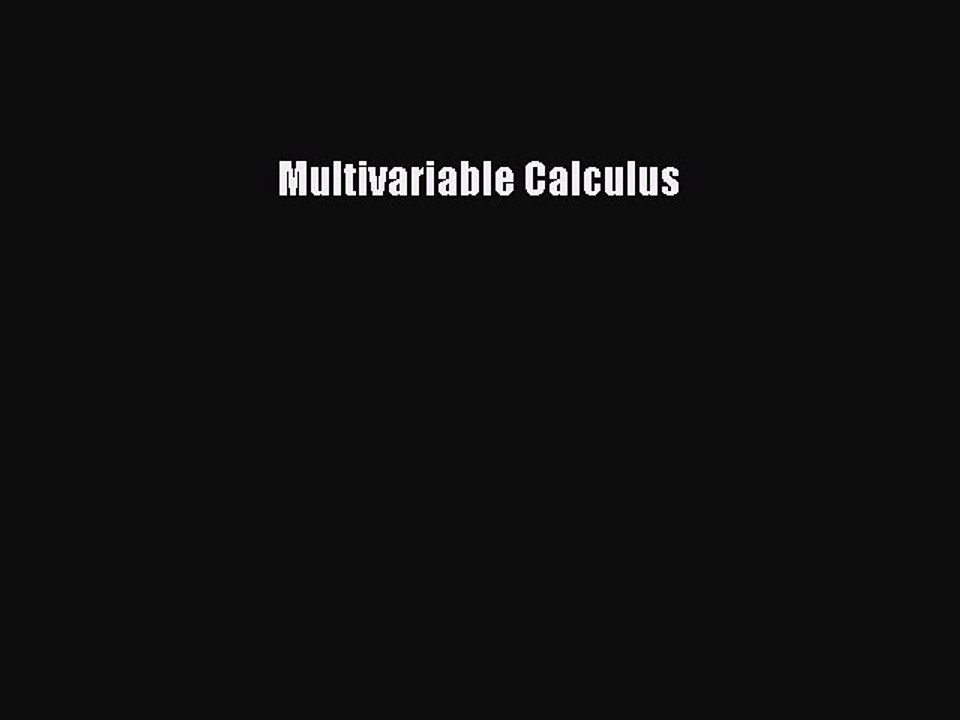 Download Multivariable Calculus PDF Free