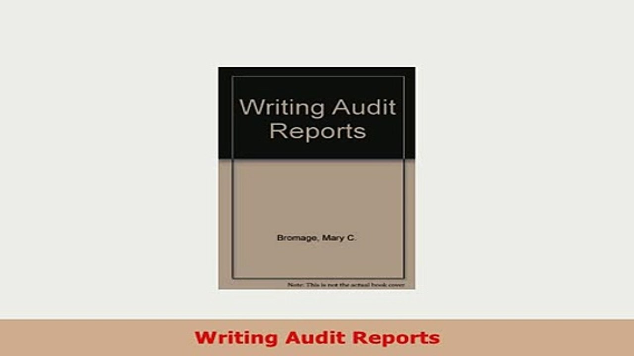 PDF  Writing Audit Reports PDF Full Ebook
