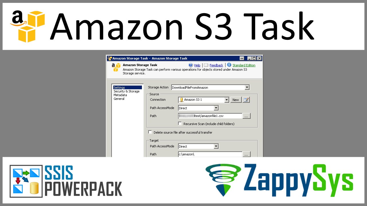 SSIS Amazon S3 Storage Task - Upload, Download, Delete and Manage S3 Files/Buckets (AWS Cloud)