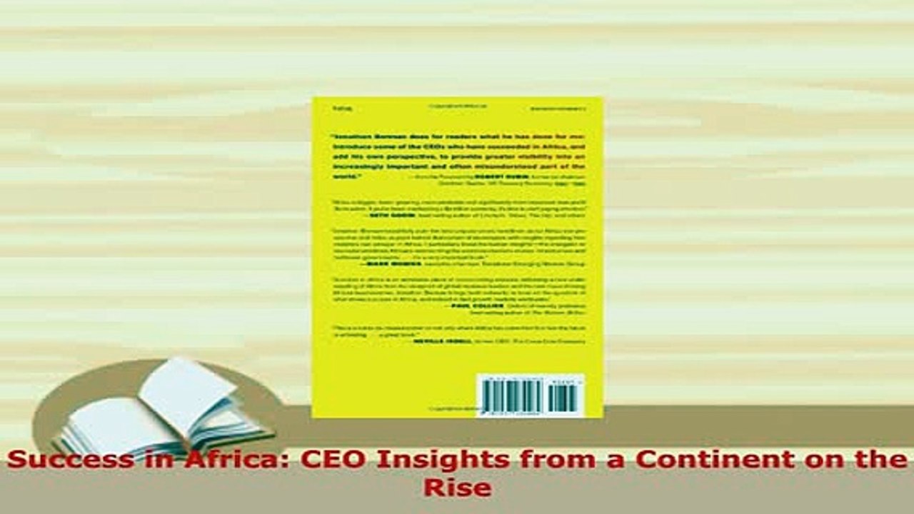 PDF  Success in Africa CEO Insights from a Continent on the Rise PDF Online