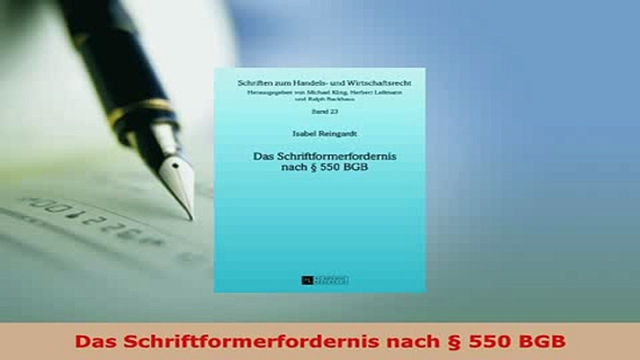 Download  Das Schriftformerfordernis nach  550 BGB  EBook